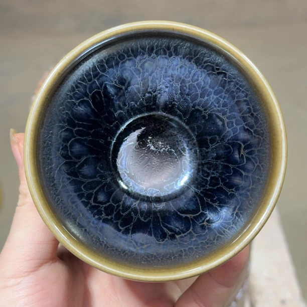 建窑--建盏 蓝莲花 茶盏主人杯礼盒装带溯源证书 电烧