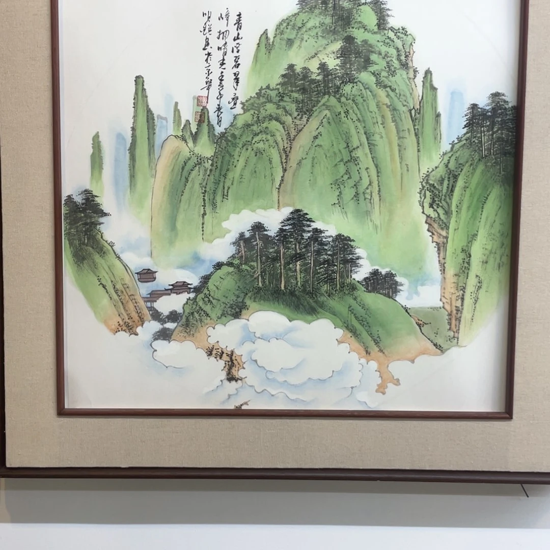国画手绘国画，山水斗方