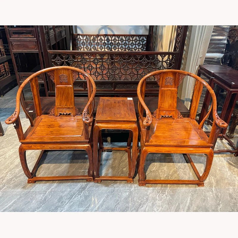 红木家具海南黄花梨皇宫椅背靠椅三件套客厅中式全实木椅圈