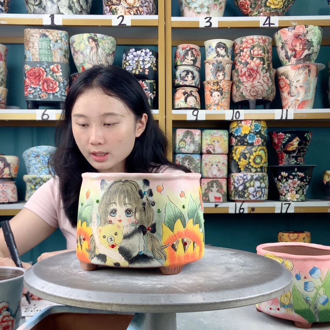 景德镇手工花盆933