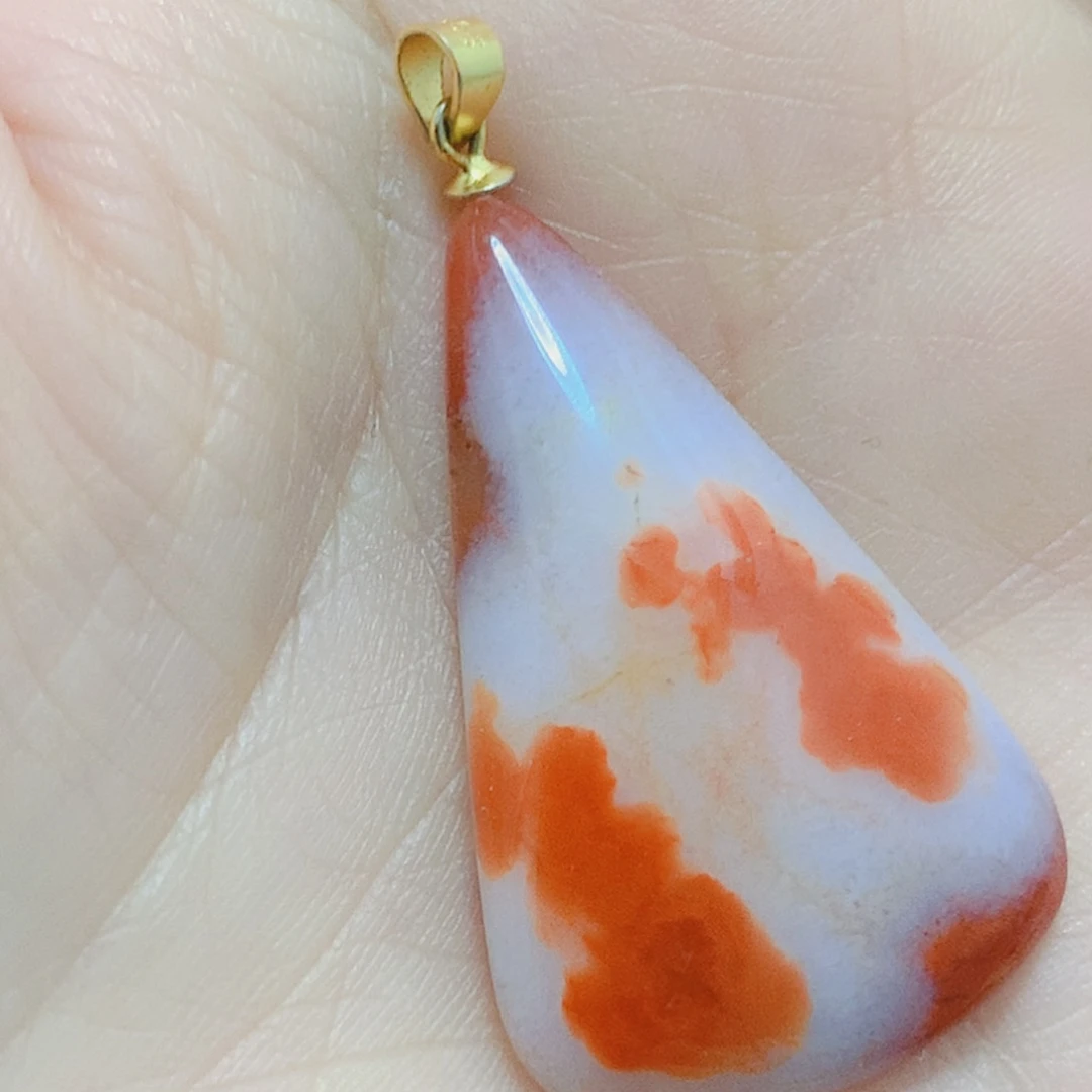 南红玛瑙银S925镶嵌吊坠(不含链)