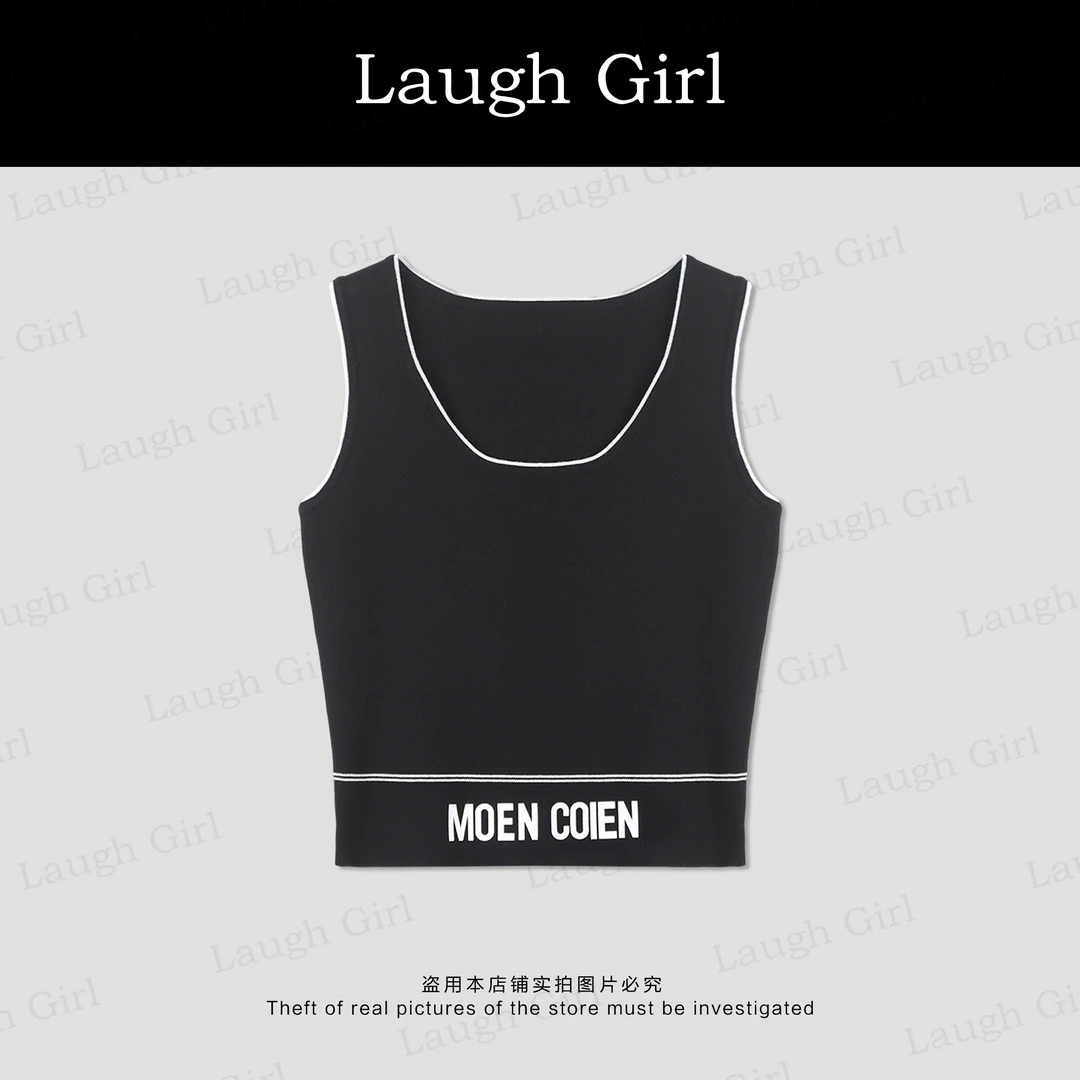 楚楚君 Laugh girl【舒适自在】圆领撞色线条修身背心 BL53395J