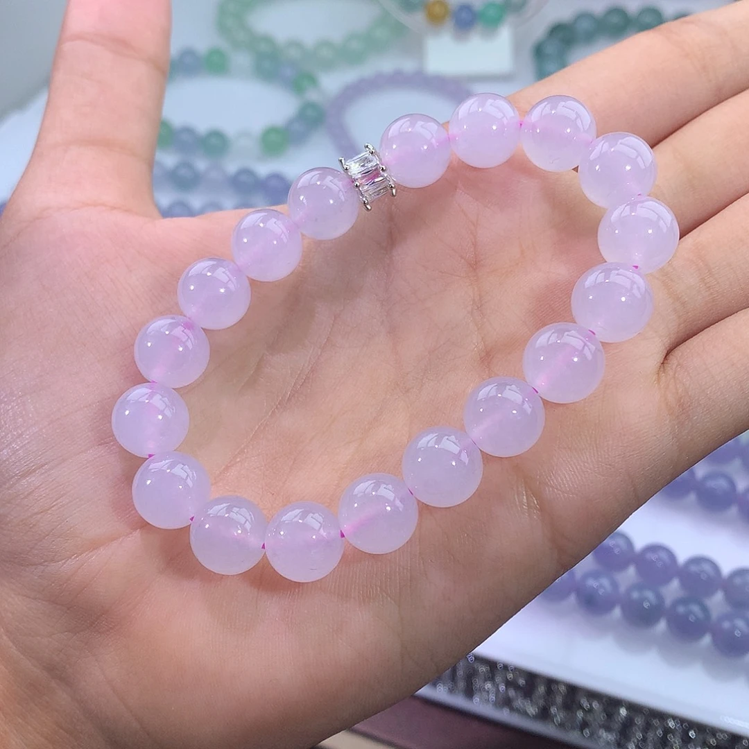 未镶嵌手链翡翠冰种浅粉手串