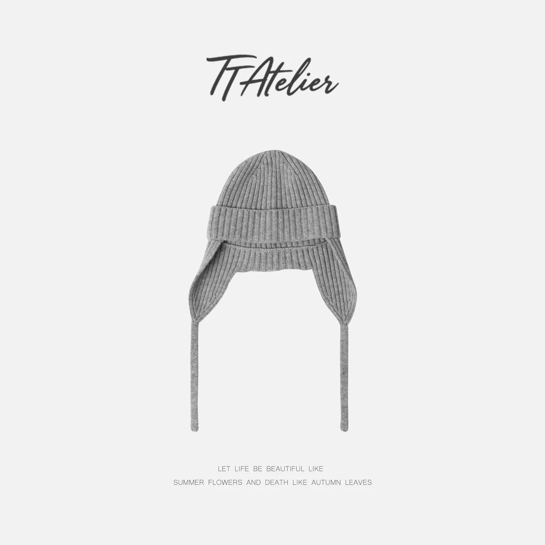 TT设计师【 雷锋帽】复古感高级感时尚羊毛粗坑条针织帽TT191476