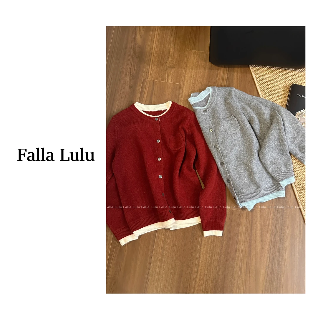 @英子家 高品质柔糯气质显白显瘦拼色双层圆领假两件毛衣 Y4842