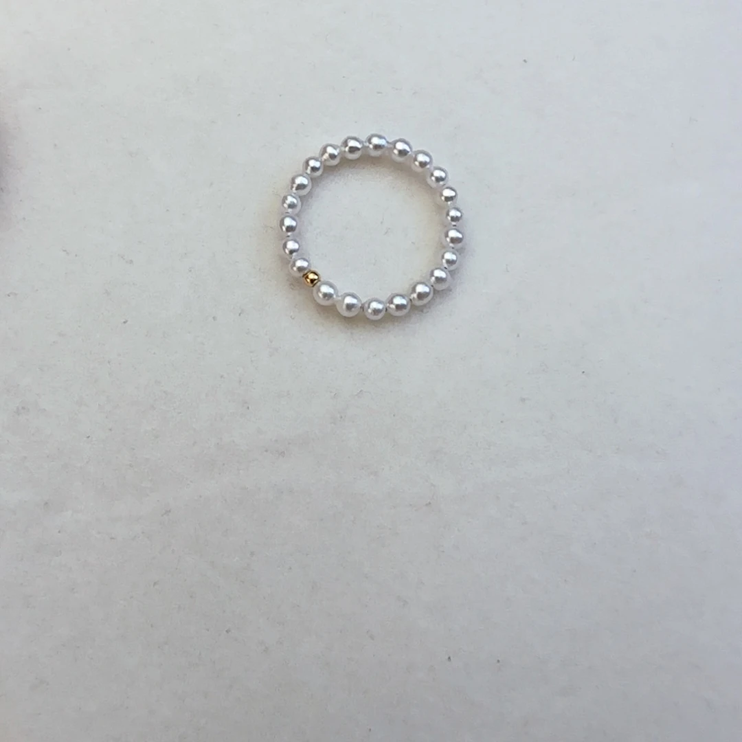 淡水珍珠戒指18K金镶嵌