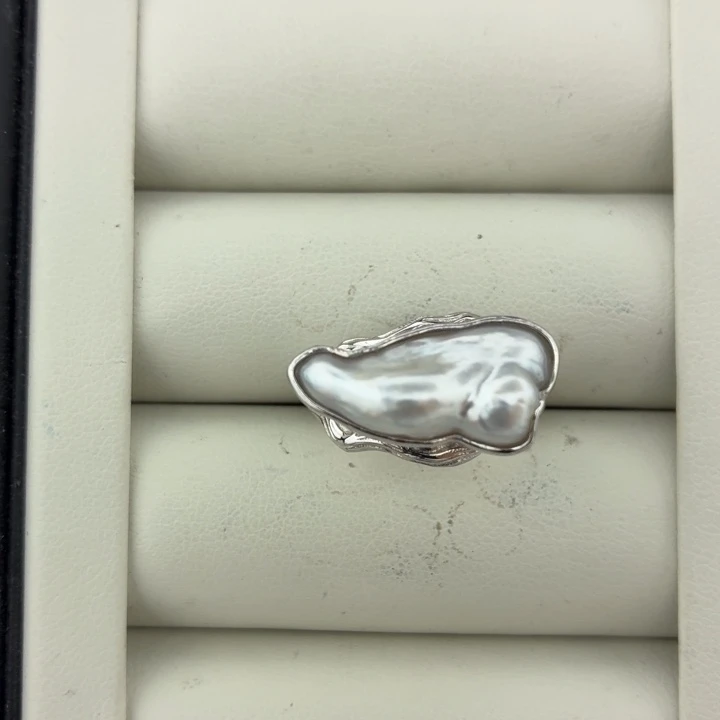 海水珍珠戒指银S925镶嵌