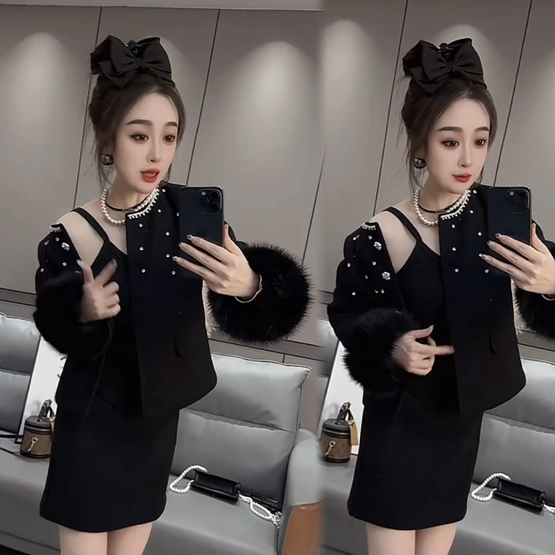 2025秋冬新款时尚显瘦气质网红高档套装女高级百搭宽松大码两件套