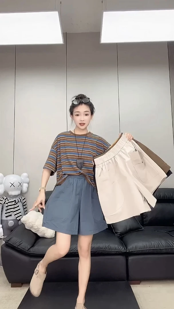 2025夏季新款大口袋工装裤女大码休闲气质宽松百搭直筒阔腿短裤子