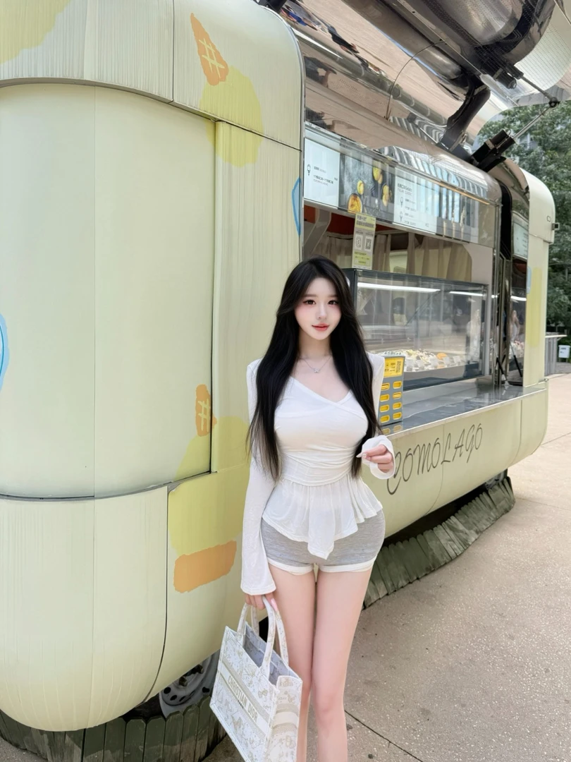 甜芯Sweet【芭蕾少女】纯欲风交叉收腰显身材防晒薄透打底衫