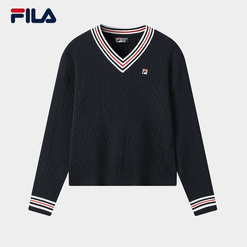 【绵羊毛】Fila/斐乐早秋新款女百搭上衣户外运动编织衫F11W548419F