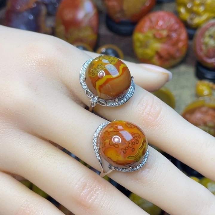 玛瑙/玉髓未镶嵌珠宝奇石银托镶钻一颗价399