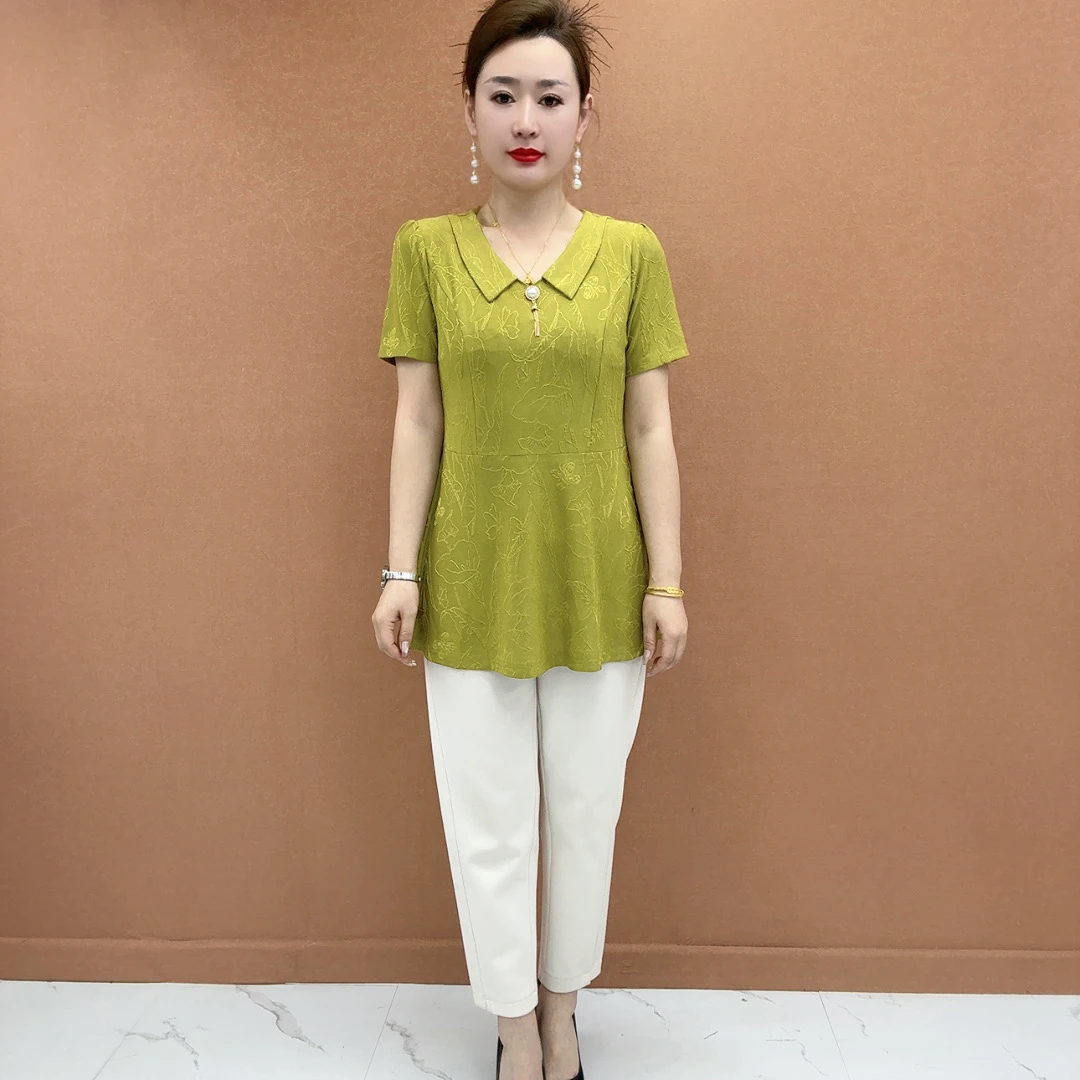 妈妈新款加肥夏季时尚加大短袖宽松T恤显瘦遮肉气质洋气上衣小衫