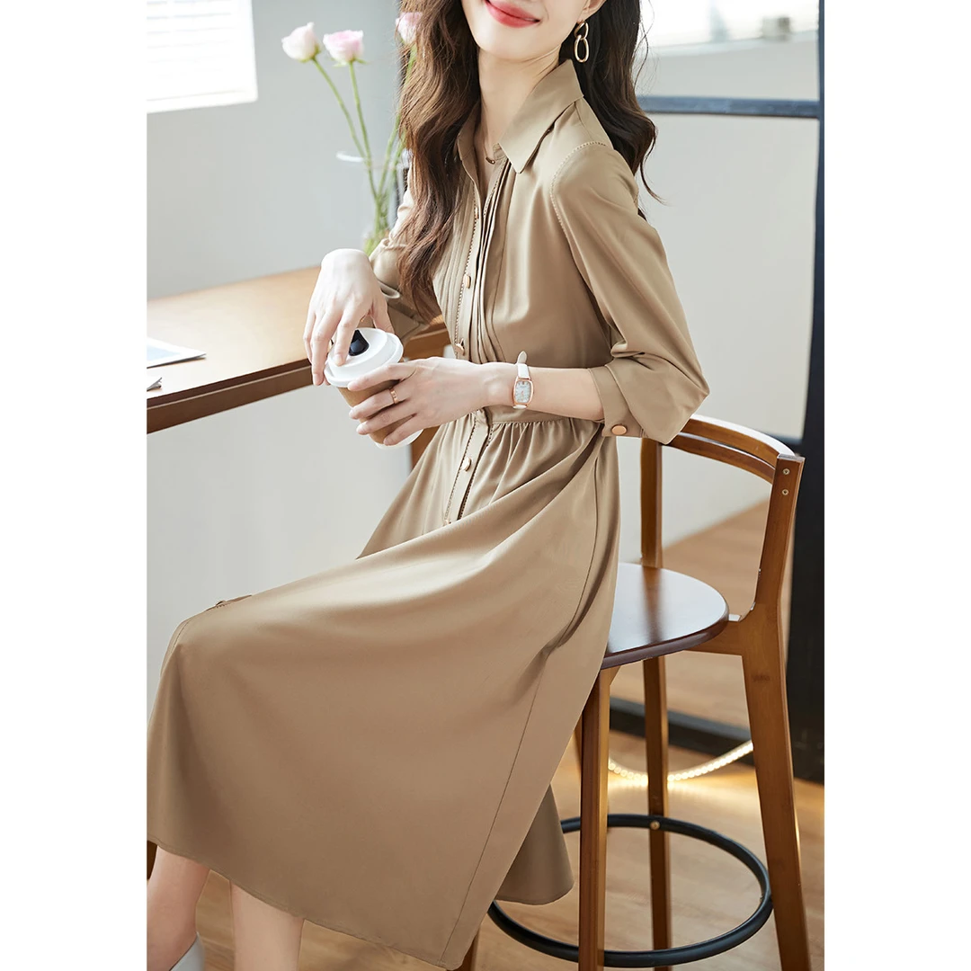 沫晗依美【时尚重工长袖连衣裙】2025秋季新款时尚气质质感9015