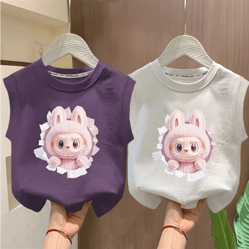 儿童拉布布卡通印花背心纯棉打底夏装新款T恤上衣中大童上衣潮款t