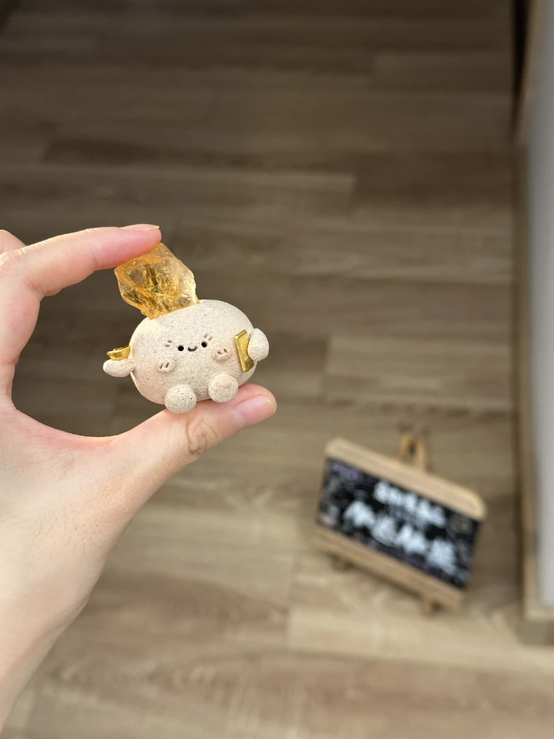 水晶小豆丁可爱高品质黄水原石