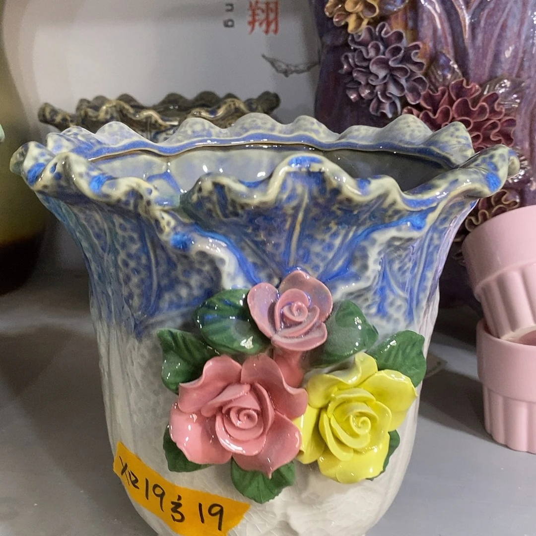 摆件陶盆有孔 瑕疵介意勿拍