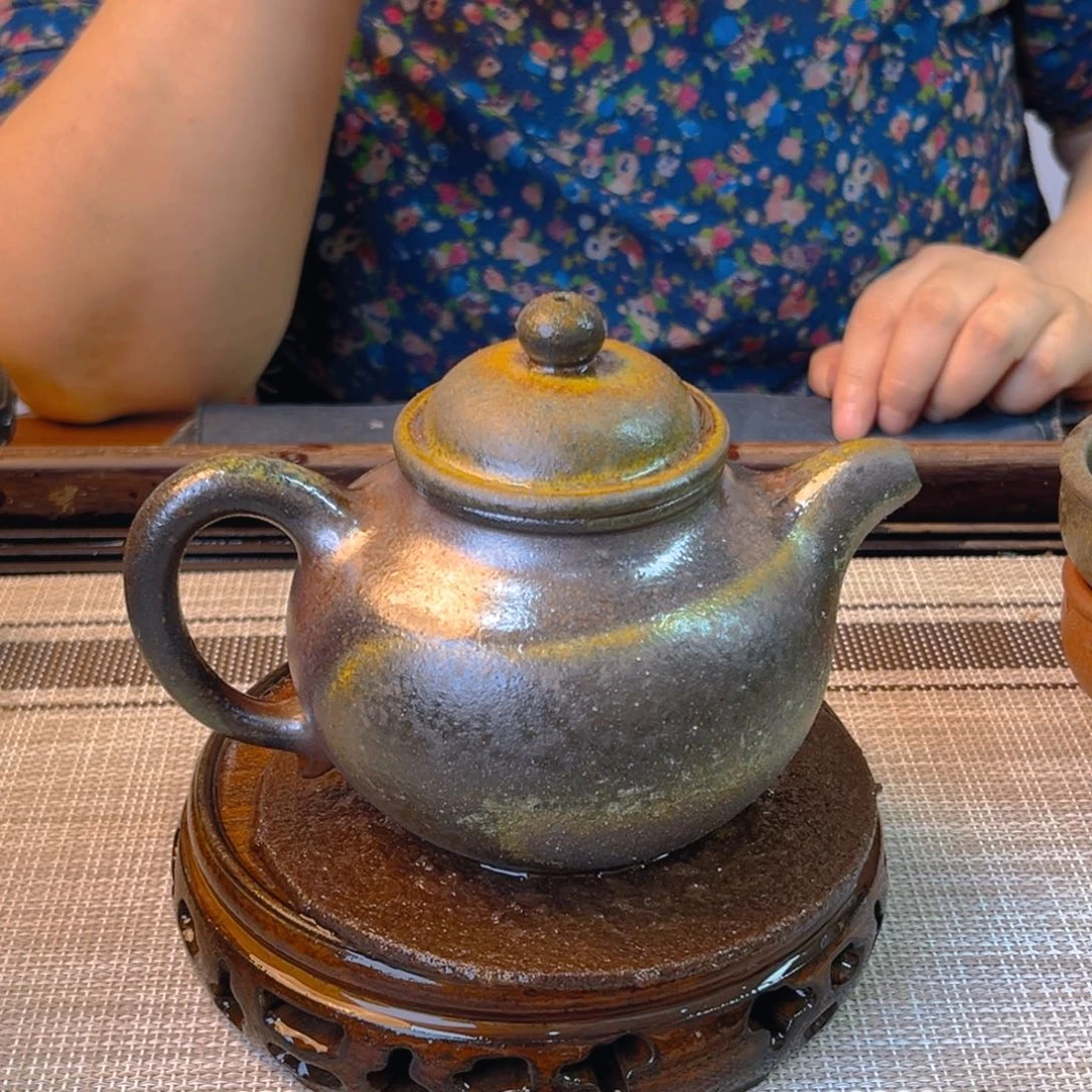 紫砂茶壶底槽清柴烧300cc