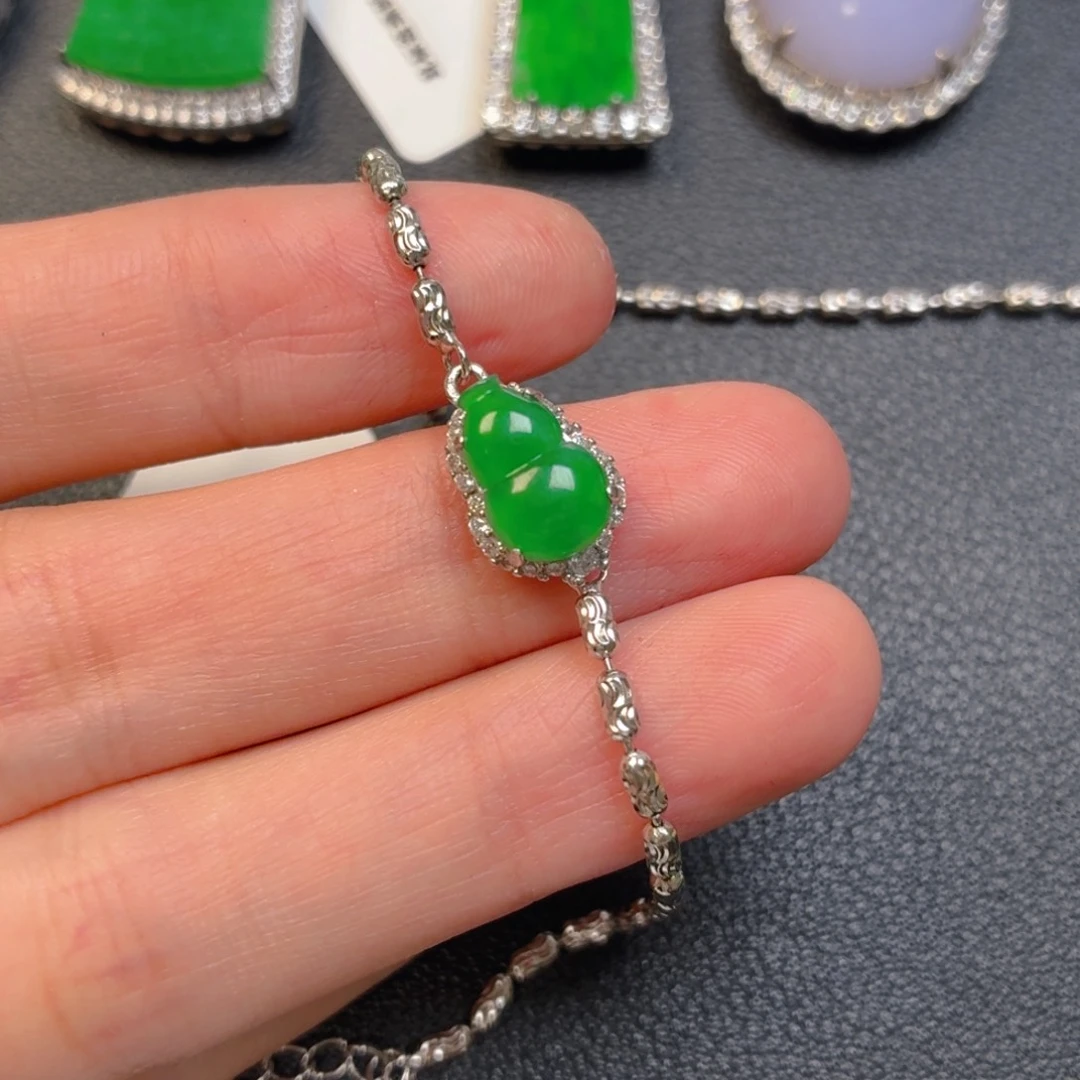 翡翠银S925镶嵌吊坠(不含链)手链