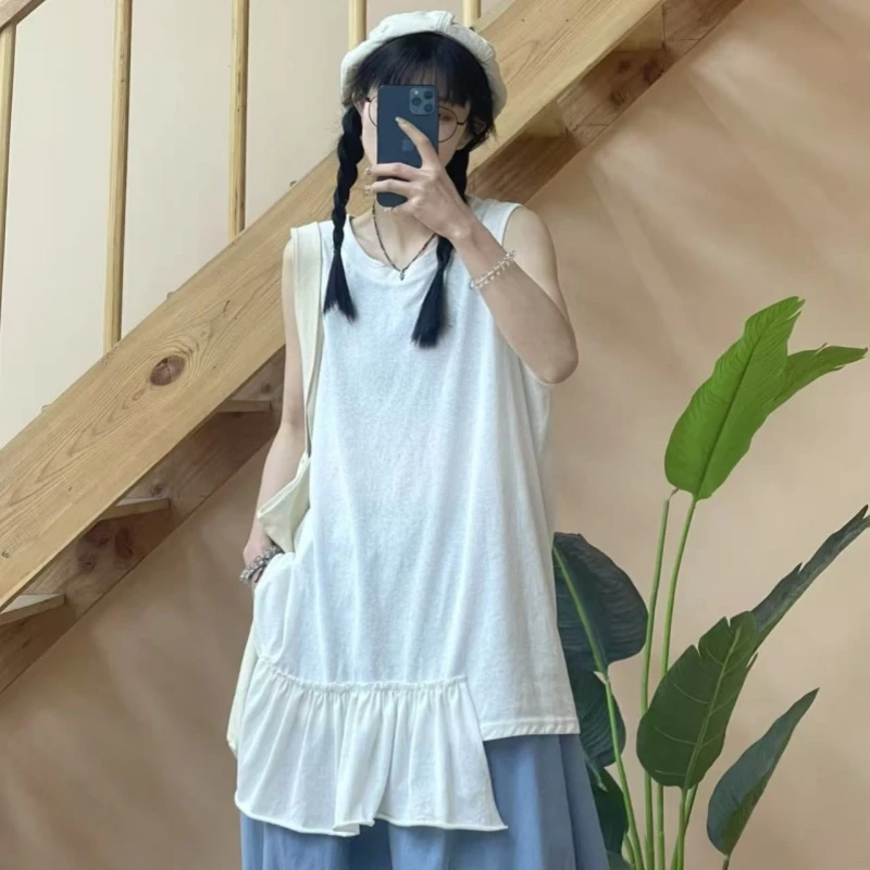 夏季新款圆领休闲时尚百搭背心裙T恤D5793