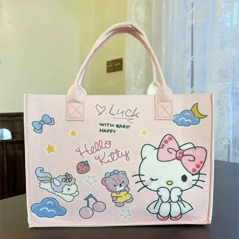 可爱精美卡通毛毡包手提包外出休闲妈咪包礼品购物袋大容量拎包