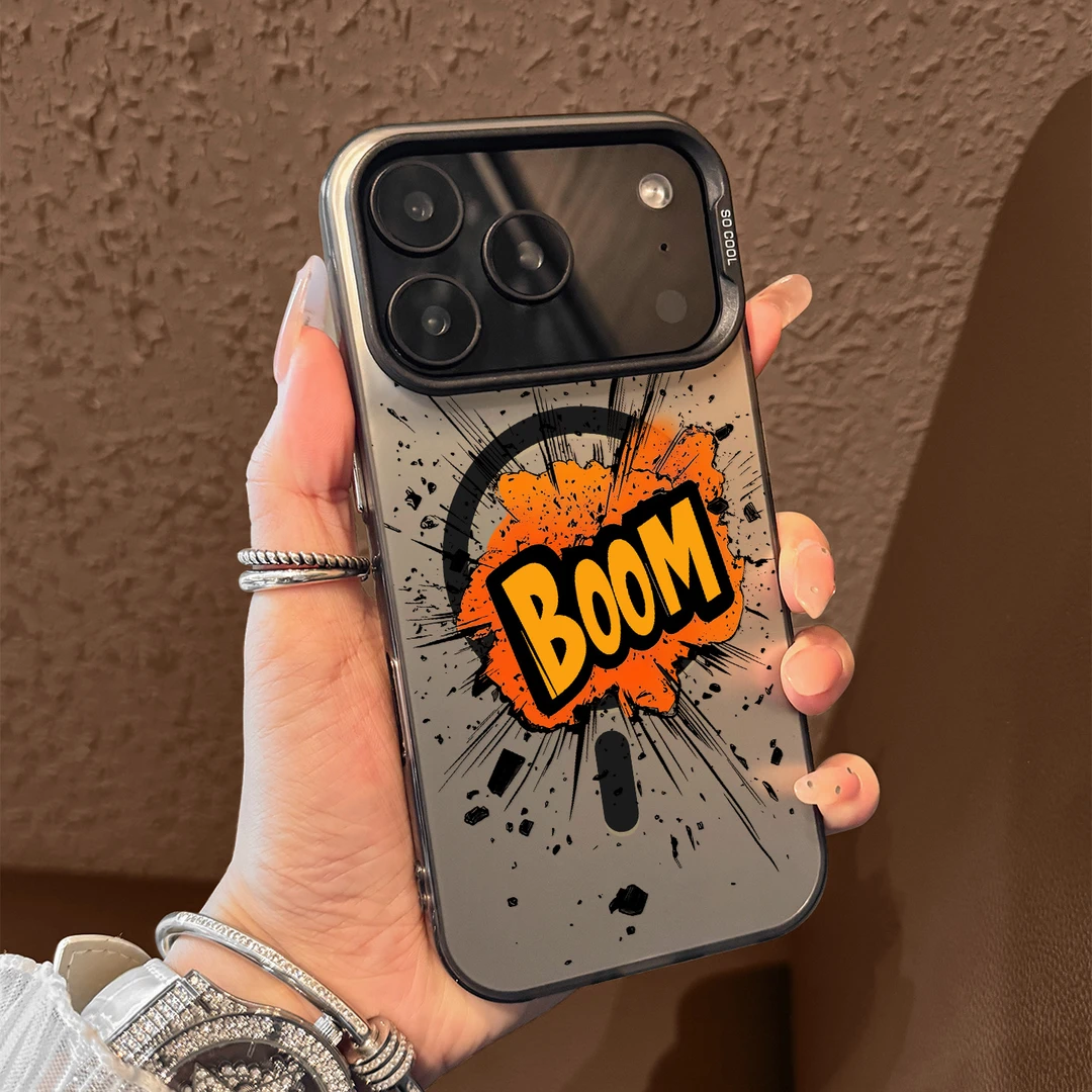 适用于苹果17promax磁吸手机壳涂鸦BOOM磨砂网红同款数码配件小众