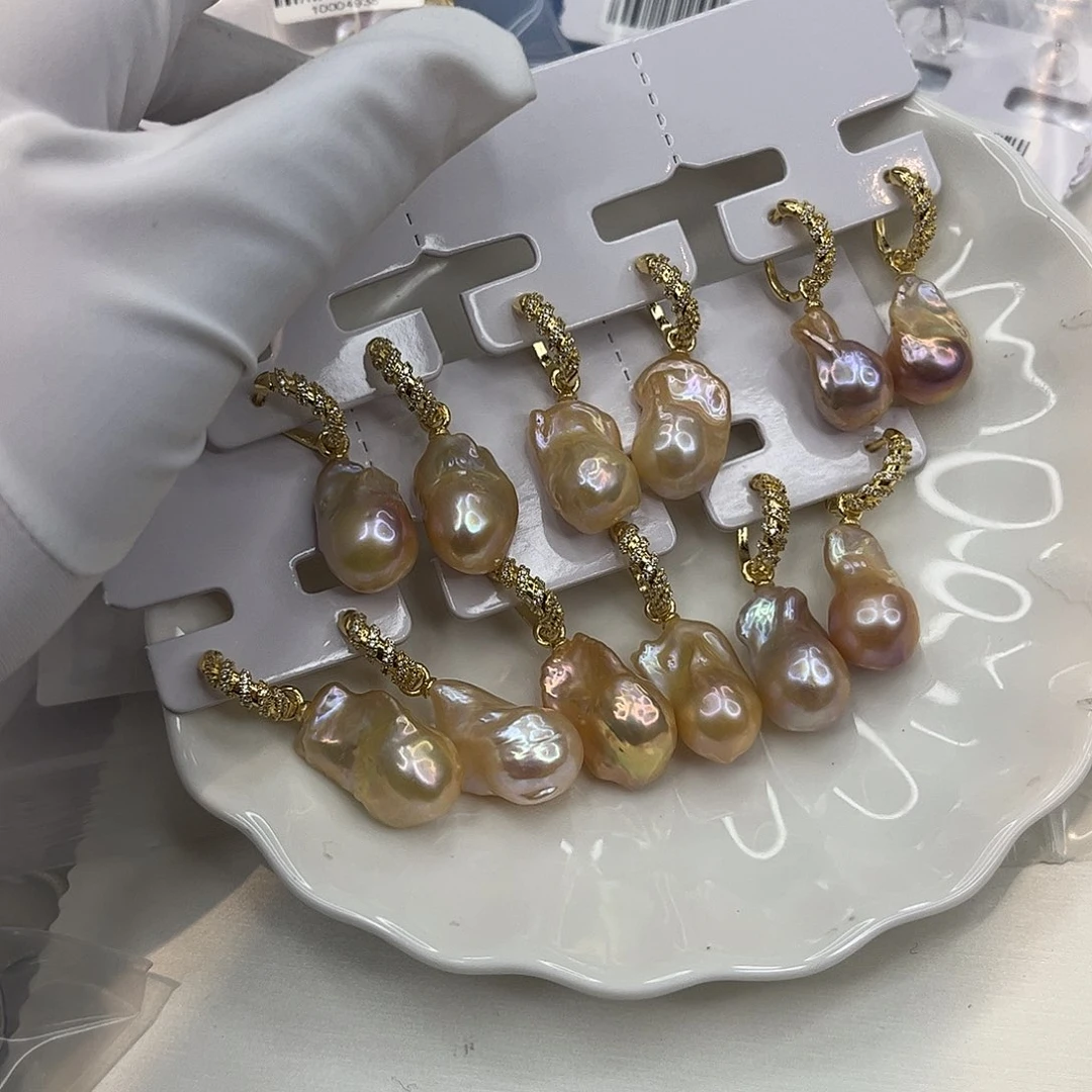 合金淡水珍珠耳饰