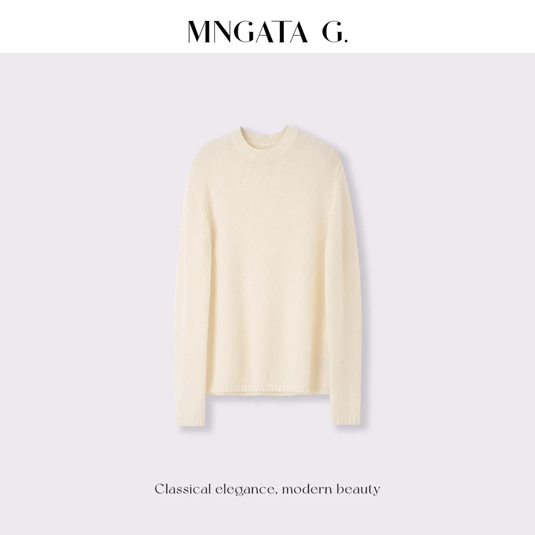 MNGATA G.宫小妍 极光炫彩织金绵羊毛衣 保暖休闲百搭上衣5110258