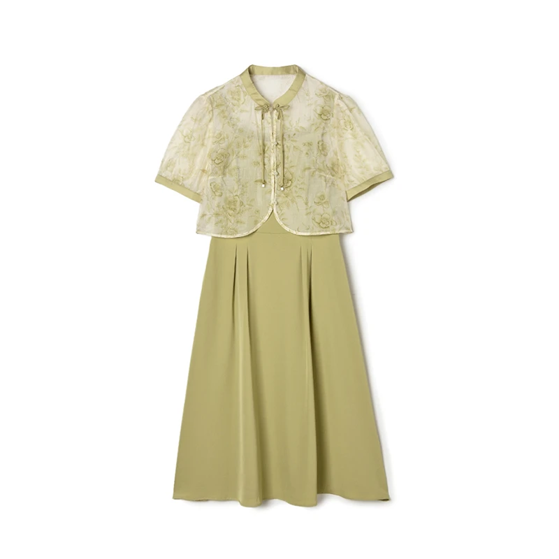 E727单排扣五分袖上衣+吊带裙两件套装女2025夏52JI0U0006