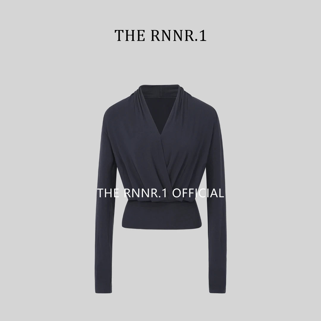 THE RNNR.1解构V领 莫代尔羊毛 秋冬藏青色 收腰针织上衣