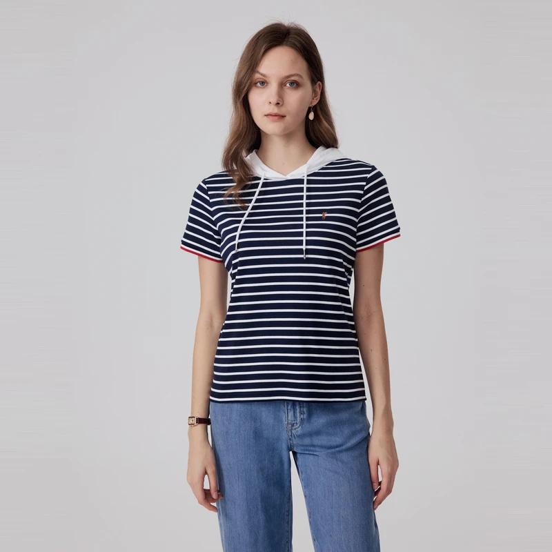 POLOWALK2024年夏季新品女式短袖圆V领T恤