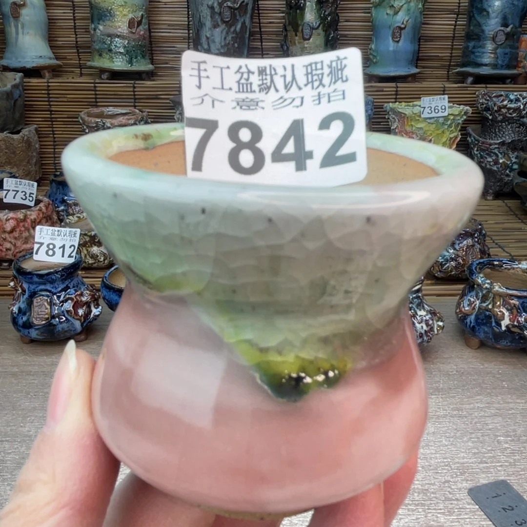 手工花盆默认瑕疵完美者勿拍