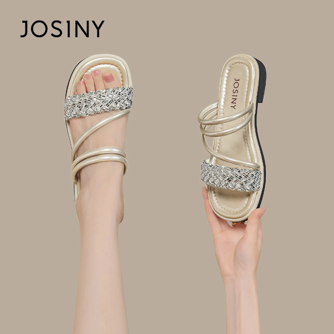 卓诗尼坡跟凉拖女2025夏季外穿厚底两穿凉鞋百搭一字拖沙滩鞋拖鞋