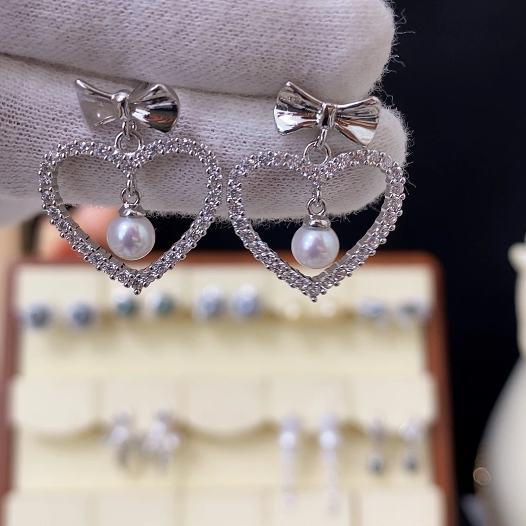 淡水珍珠耳饰银S925镶嵌