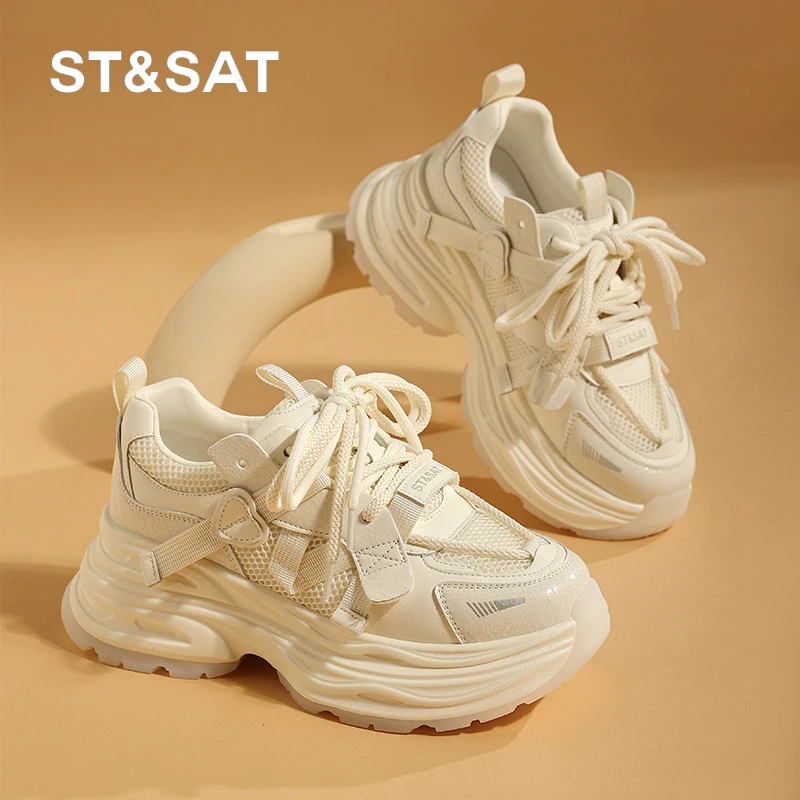 星期六女鞋复古老爹鞋2025春季新款厚底小个子增高休闲鞋百搭潮鞋