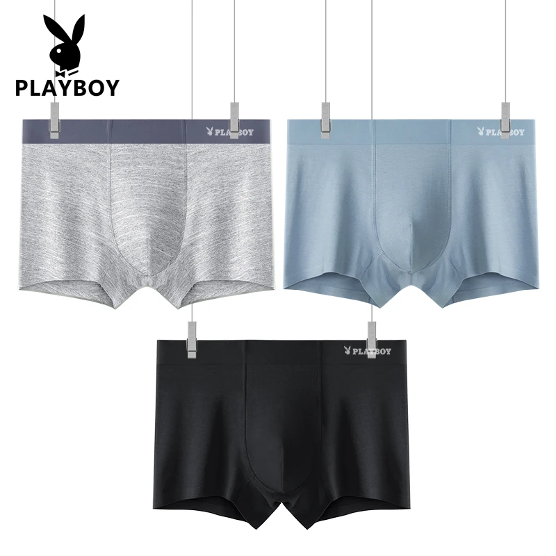 PLAYBOY/花花公子时尚透气内裤平角裤抑菌男平角内裤中腰舒适无痕