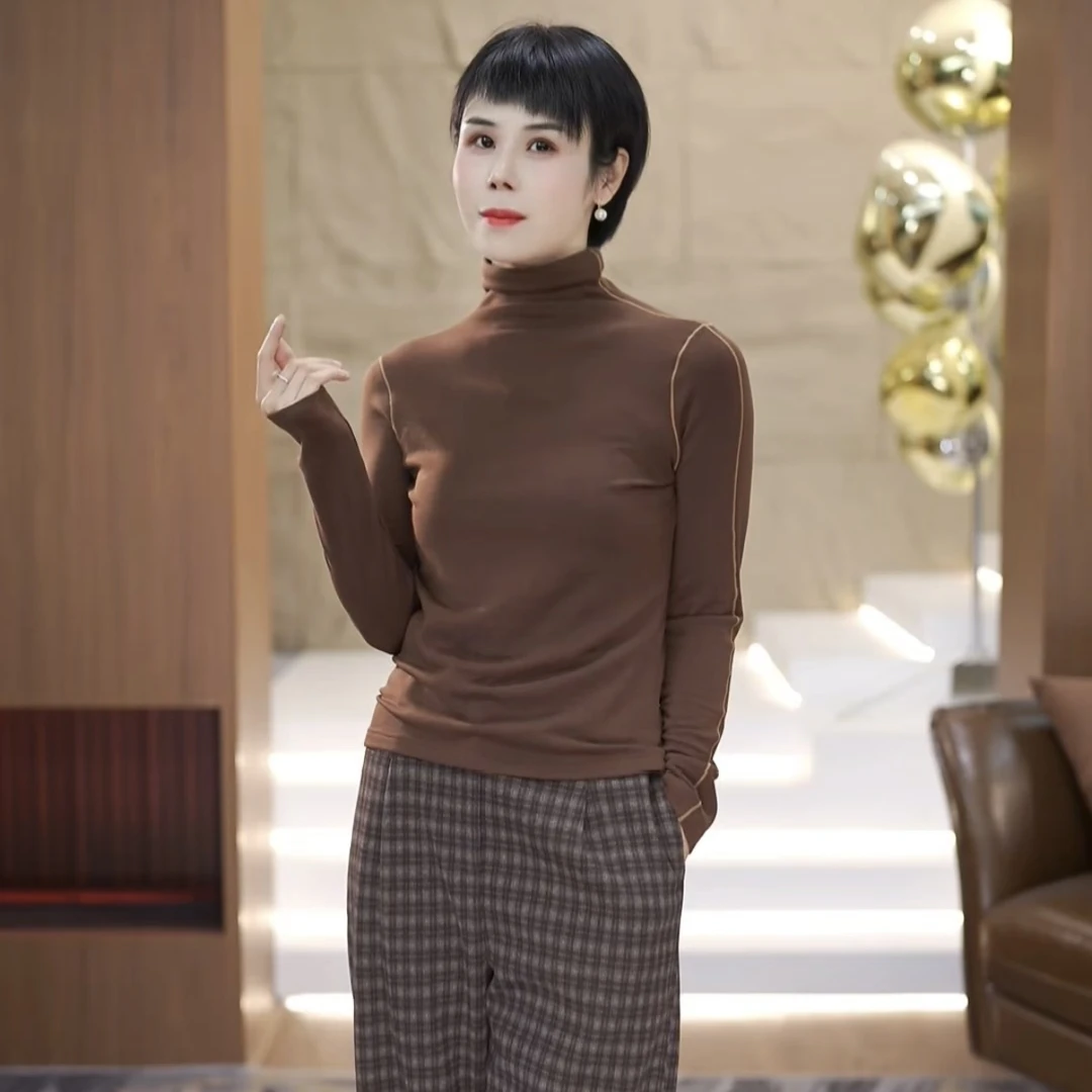 【渲渲推荐】YX-H08冬季撞线设计羊毛天丝高领打底衫