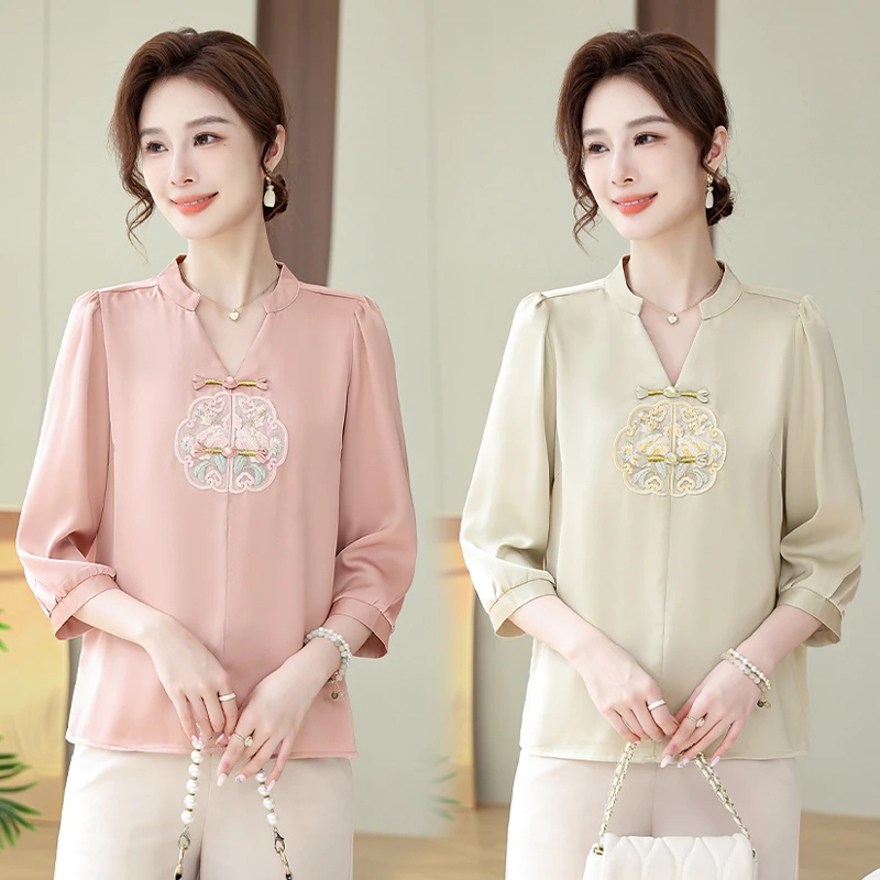 洋气妈妈装夏新款时尚夏季短袖高档套装中年中老年显瘦上衣两件套