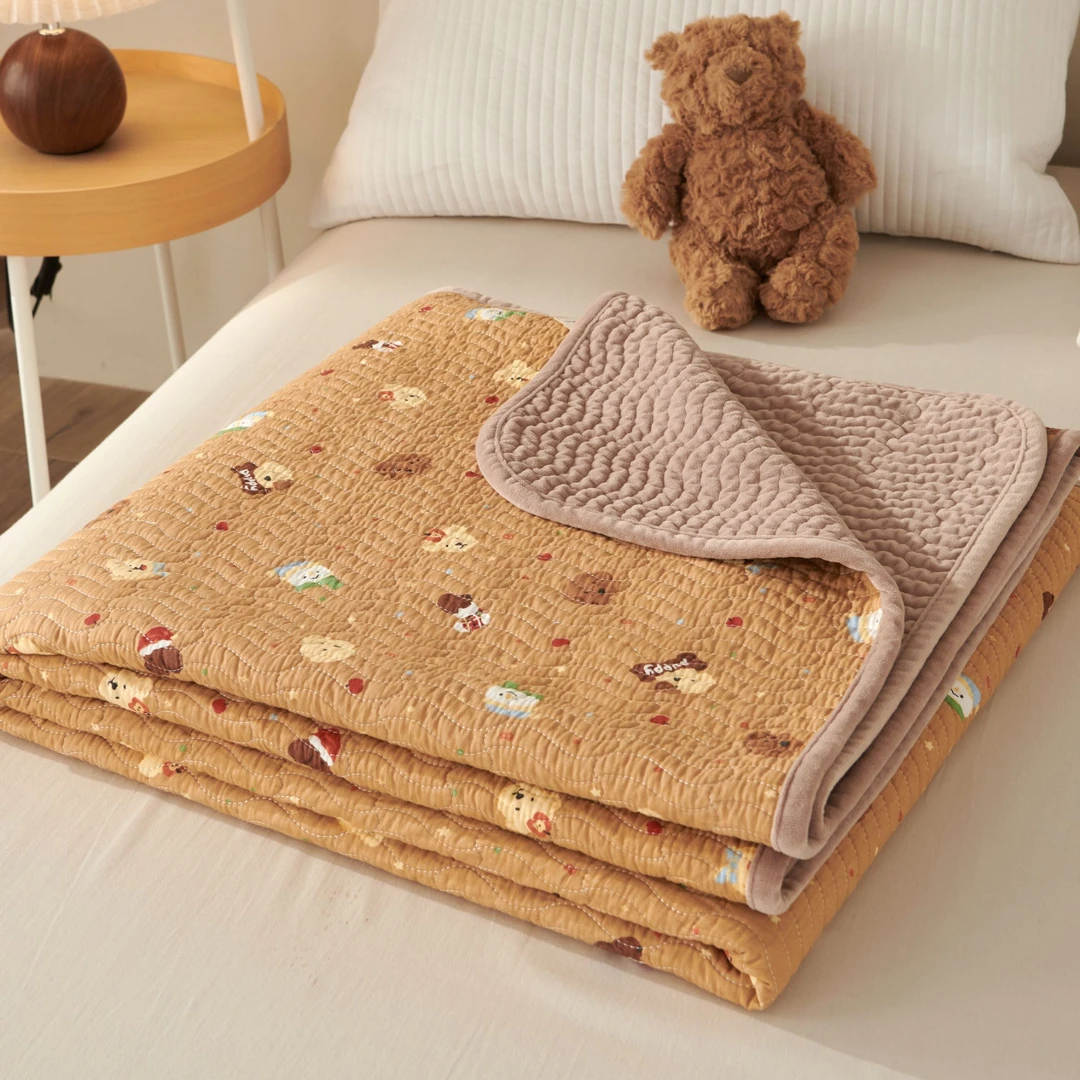 【MJ】A面纯棉B面宝宝绒双面两用棉花床盖可机洗多功能盖毯