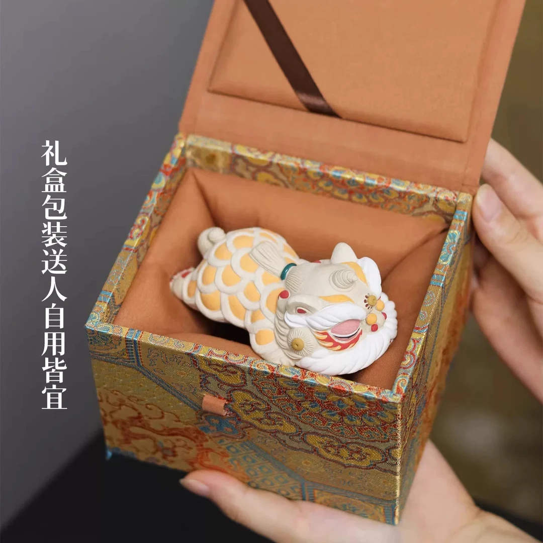 紫砂醒狮茶宠创意可爱趣味工艺品可养茶玩茶桌茶具礼品摆件精致