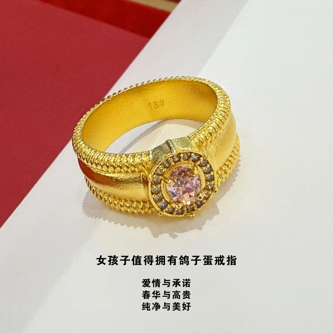 足银戒指 银饰品鸽子蛋戒指时尚轻奢气质