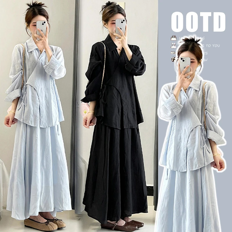 【LiLi】孕妇装时尚洋气国风中式套装裙子夏季薄款防晒半身裙套装