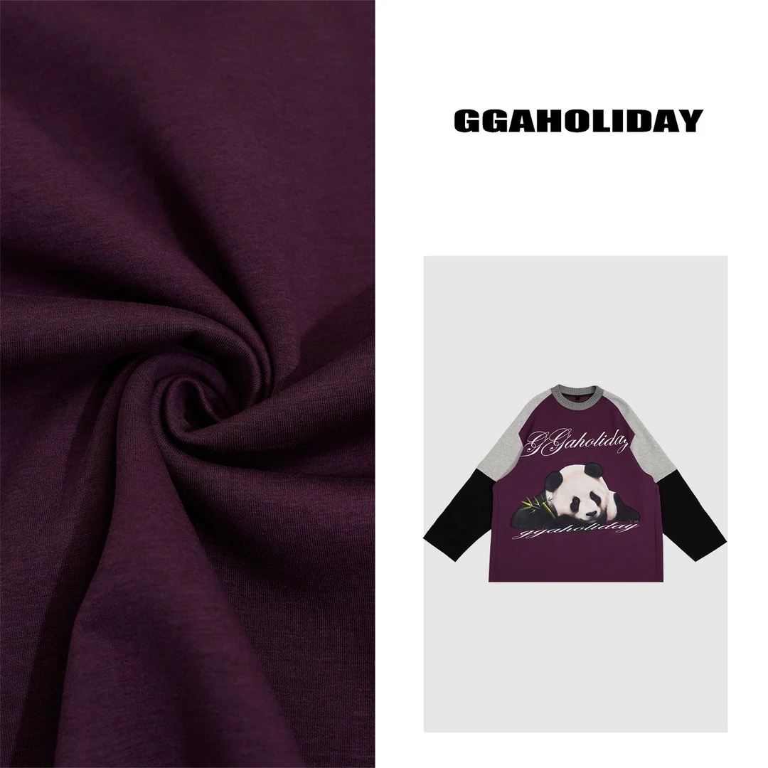 GGAHOLIDAY小众设计师宽松时尚百搭休闲拼接撞色印花卫衣-151088