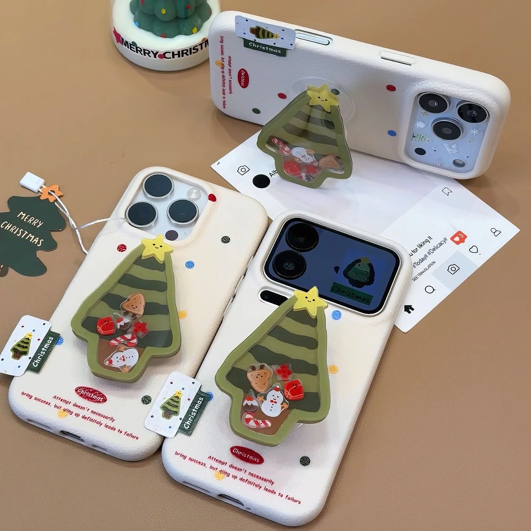 波点圣诞树摇摇乐适用iPhone17苹果手机壳华为P70vivoppo小米15套