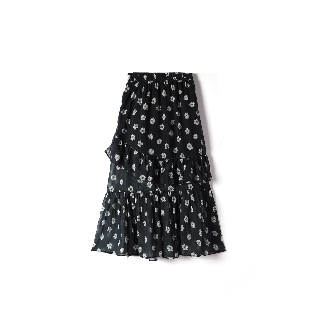 TY 夏季简约复古文艺气质花边显瘦半身裙15SW-11920