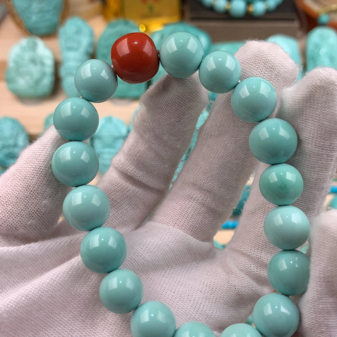 绿松石未镶嵌圆珠手串卡11+