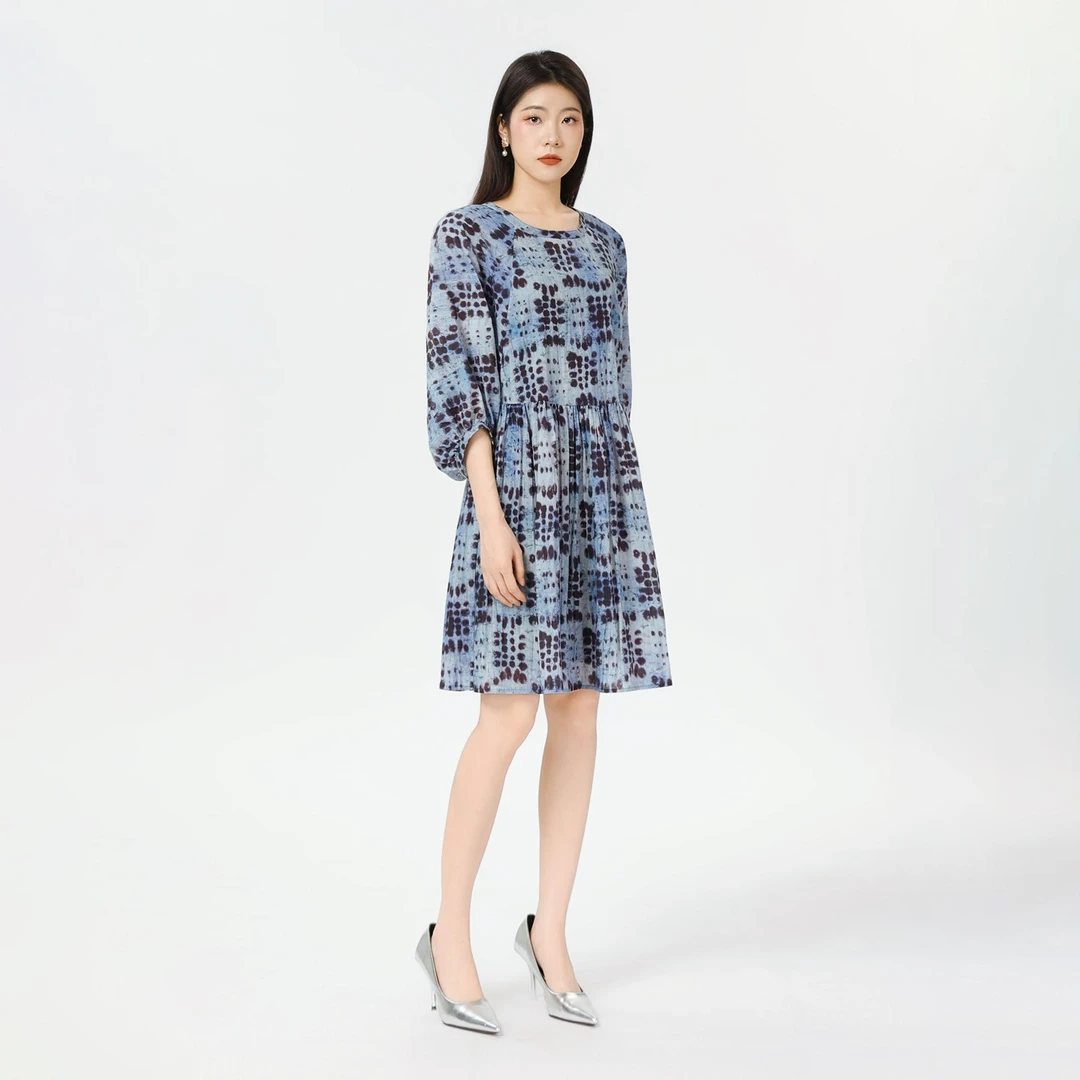 AMASS/阿玛施一秒入夏抽褶洋装新款气质泡泡袖设计款连衣裙550019