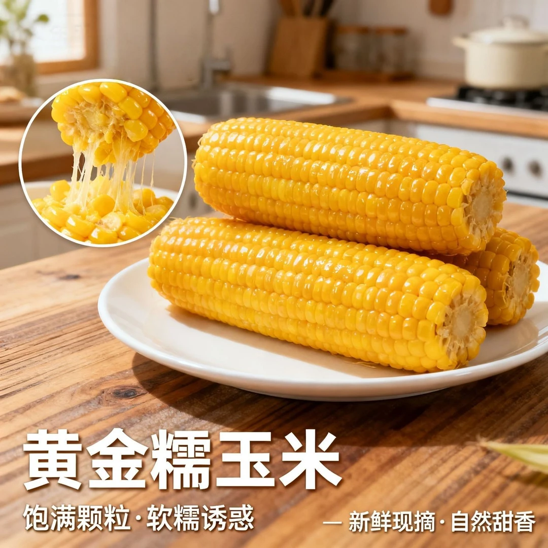 【两棒试吃】东北黑土地老品种今年头茬班真空包装香甜软糯黄糯玉米