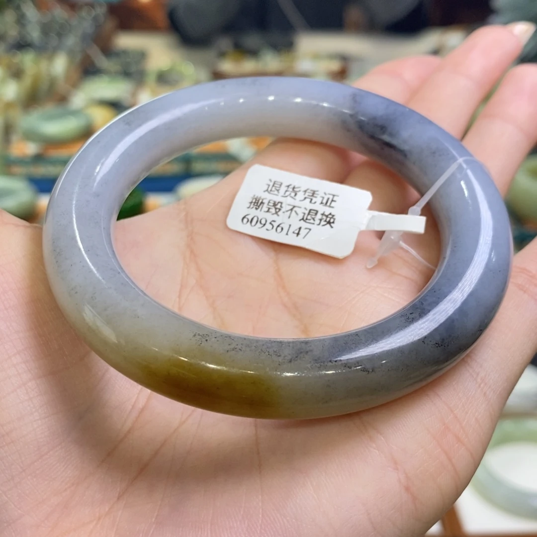 和田玉未镶嵌手镯楼兰三色圆条58/59