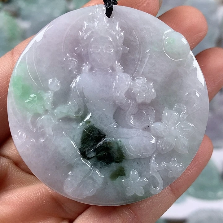 颈饰未镶嵌翡翠山水观音两面工艺福利